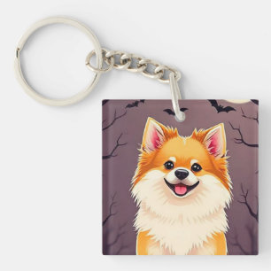 Porte-clefs Chien dans une scène d'Halloween Cadeau d'Hallowee