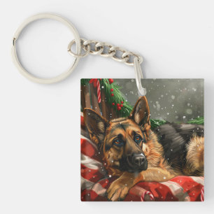 Porte-clefs Chien de berger allemand Noël Festif