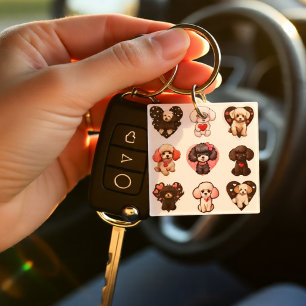 Porte-clefs Chien de caniche de Saint-Valentin   AMOUREUX DE L