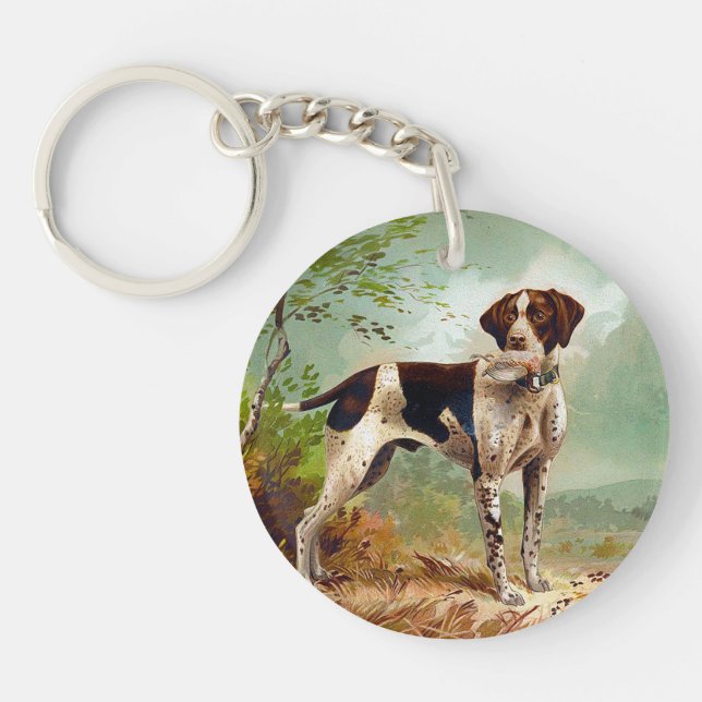 Porte-clefs Chien de chasse avec oiseau dans la bouche (Devant)