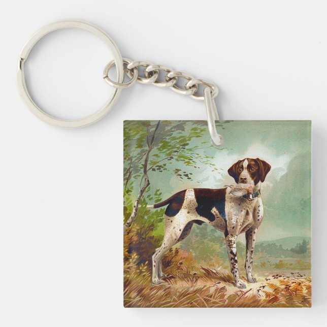 Porte-clefs Chien de chasse avec oiseau dans la bouche (Devant)