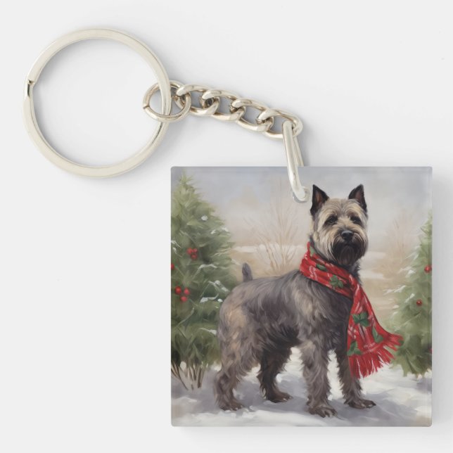 Porte-clefs Chien de Chesapeake à Noël de neige (Devant)