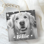 Porte-clefs Chien de chien animal nom de chat coeurs deux phot<br><div class="desc">Porte - clé photo avec votre photo d'animal de compagnie personnalisée avec le nom de l'animal comme un texte blanc recouvert de deux coeurs.</div>