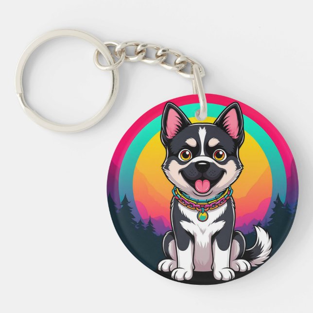 Porte-clefs Chien de dessin animé joueur (Devant)