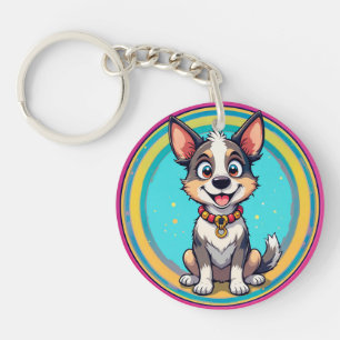 Porte-clefs Chien de dessin animé joyeux