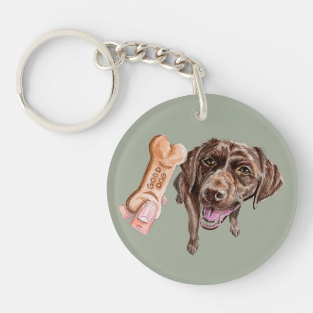 Porte-clefs Chien de Labrador de chocolat (Devant)