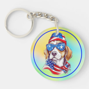 Porte-clefs Chien de sublimation du 4 juillet