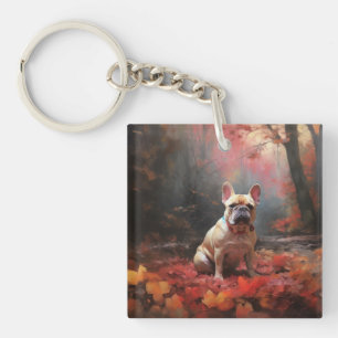 Porte-clefs Chien de taureau français en automne Leaves automn