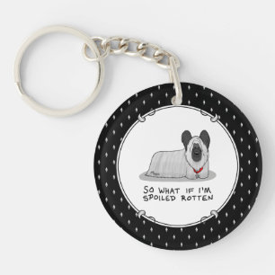 Porte-clefs Chien de Terrier de l'écorce pourrie (argent) mign