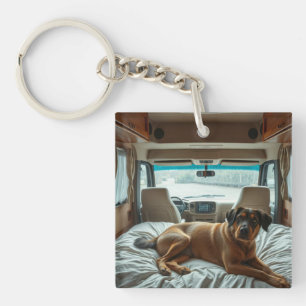 Porte-clefs Chien dormant dans l'intérieur confortable d'un ca