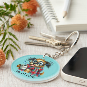Porte-clefs Chien en art de mots de café drôle personnalisable