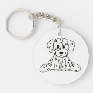Porte-clefs Chien en dalmate dessin simple noir