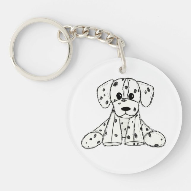 Porte-clefs Chien en dalmate dessin simple noir (Devant)