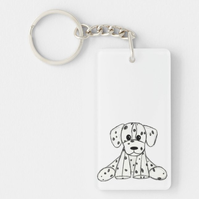 Porte-clefs Chien en dalmate dessin simple noir (Devant)