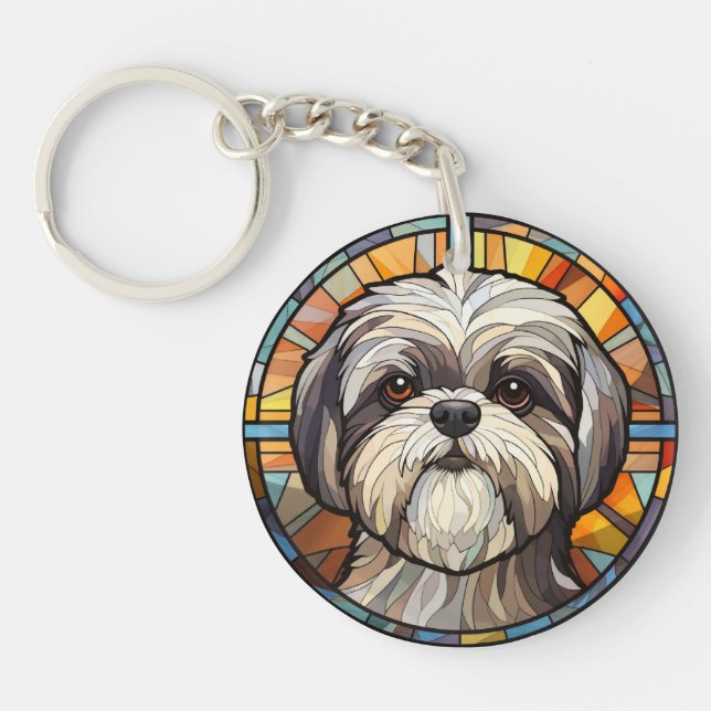 Porte-clefs Chien en Verre Doux Shih Tsu (Devant)