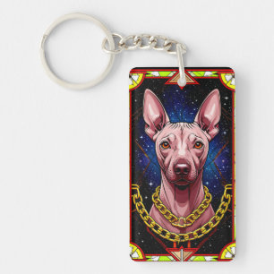 Porte-clefs Chien en vitrail avec un fond étoilé