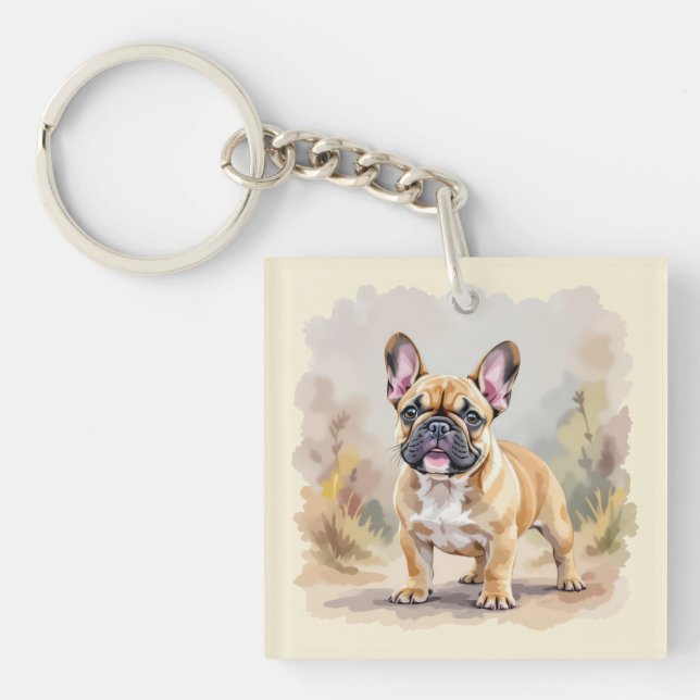 Porte-clefs Chien Français Tan Tan Fawn Couleur Cute Frenchie (Devant)