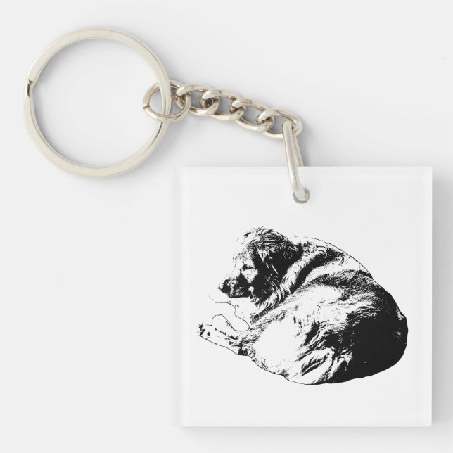 Porte-clefs Chien Graphique Curl Garde Winter Calm Close (Devant)