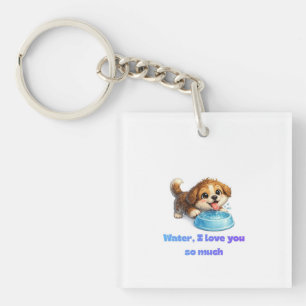 Porte-clefs Chien Heureux Mignon Amateur d'Eau Design Inspiran