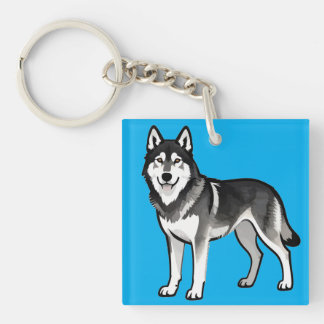 Porte-clefs Chien Husky de dessin animé Cadeau Sibérien noir b