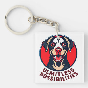 Porte-clefs Chien joyeux avec texte inspirant et édifiant