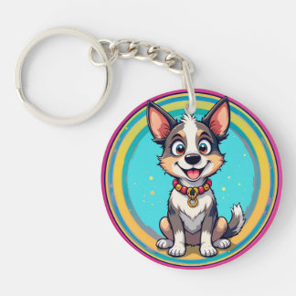 Porte-clefs Chien joyeux en caricature