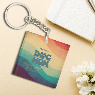 Porte-clefs Chien Maman Retro Super Personnalisé