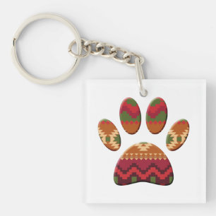 Porte-clefs Chien Motif Aztèque Paw