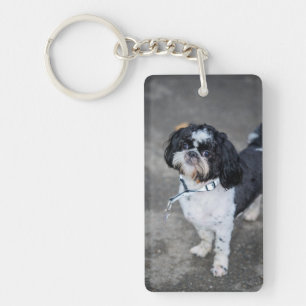 Porte-clefs Chien noir et blanc