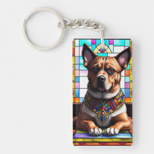 Porte-clefs Chien Orné d'un Collier Coloré