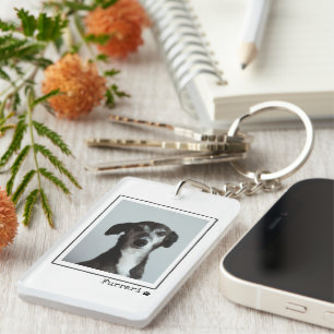 Porte-clefs Chien Papa minimaliste Typographie personnalisée P