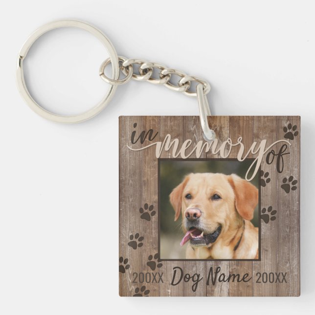 Porte-clefs Chien personnalisé Monument Rustique en bois Look  (Devant)