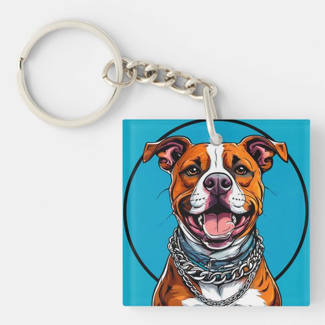 Porte-clefs Chien Pitbull mignon (Devant)