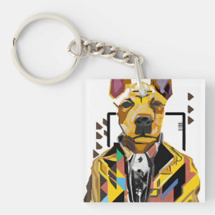 Porte-clefs Chien portant un costume : Art numérique