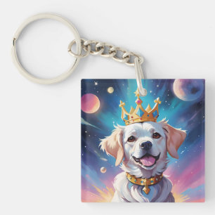 Porte-clefs Chien portant une couronne dans l'espace