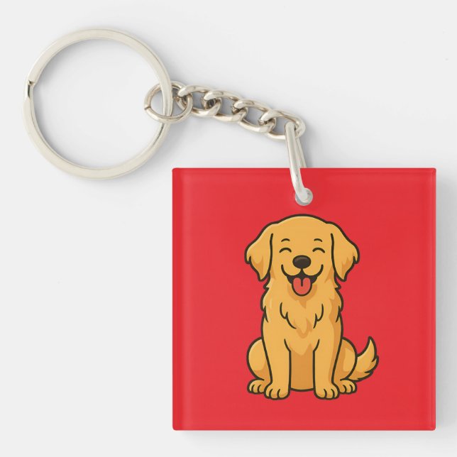 Porte-clefs Chien Retriever doré heureux – Animaux de compagni (Devant)