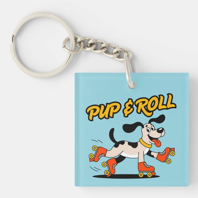 Porte-clefs Chien Sur Rouleau Patins Pup & Roll (Devant)