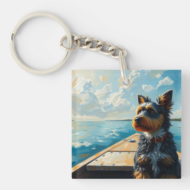 Porte-clefs Chien sur un bateau (Devant)