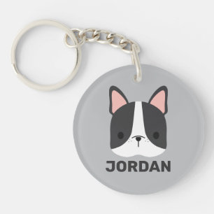 Porte-clefs Chien-taureau français mignon avec nom personnalis
