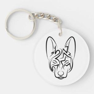 Porte-clefs Chien tribal noir et blanc