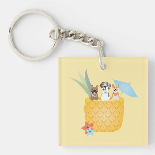Porte-clefs Chiens d'ananas Pina Colada (Devant)