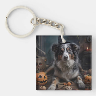 Porte-clefs Chiens de Berger Australien Citrouilles Halloween
