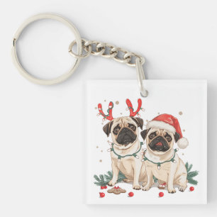Porte-clefs Chiens de Carlin de Noël