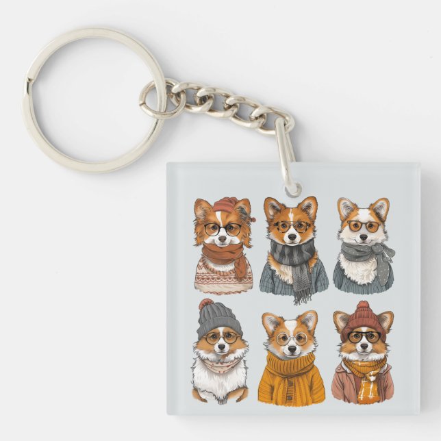 Porte-clefs Chiens de Corgi gallois branchés (Devant)