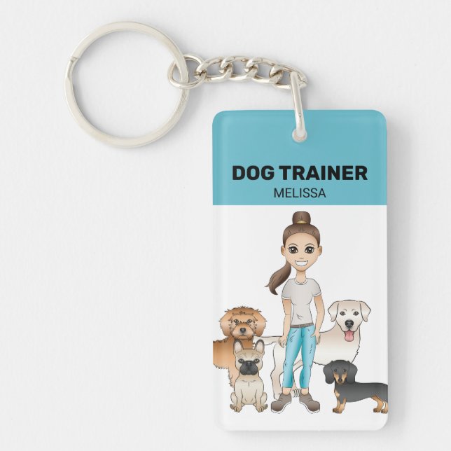 Porte-clefs Chiens de Dessin Animé Mignons Et Une Fille De Des (Devant)