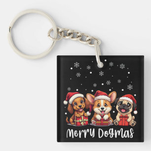 Porte-clefs Chiens de Noël Chiens de Noël Joyeux Dogmas