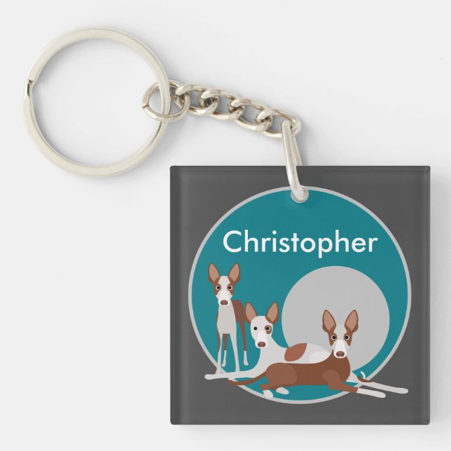Porte-clefs Chiens de podenco personnalisés (Devant)