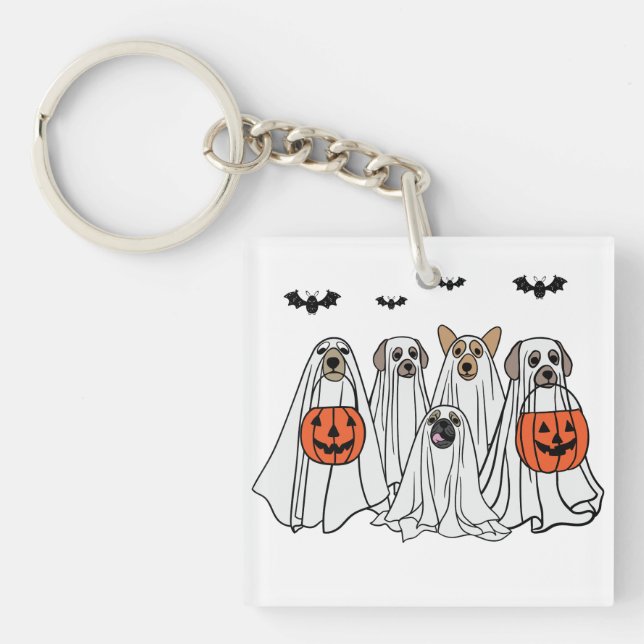 Porte-clefs Chiens Éffrayants d'Halloween amusants - Chiens fa (Devant)