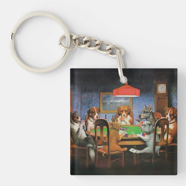 Porte-clefs Chiens jouant au poker par C.M. Coolidge (Devant)