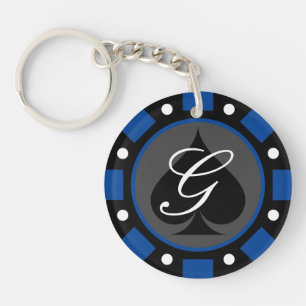 Porte-clefs Chiffre de poker rond personnalisé monogrammed acr